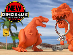 T-Rex Dinosaur Ring Box - Engagement  Proposal in Orange Processed Versatile Plastic
