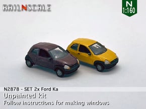 SET 2x Ford Ka (N 1:160) in Gray Fine Detail Plastic