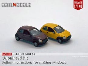 SET 2x Ford Ka (British N 1:148) in Tan Fine Detail Plastic
