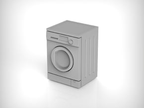 Washing Machine 01a.  1:43 Scale  in White Natural Versatile Plastic