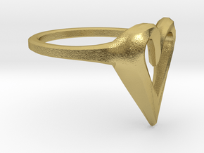 FLYHIGH: Skinny Heart Ring 11mm in Natural Brass