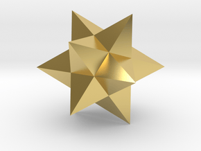 Small Stellated Dodecahedron - 10mm in Polished Brass