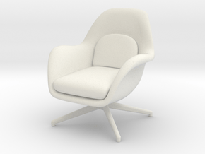 1:12 Miniatur Swoon Lounge Chair petit Swivel Base in White Natural Versatile Plastic