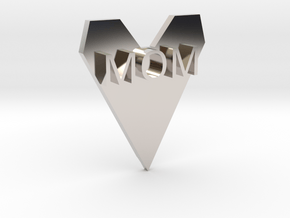 Love Mom in Rhodium Plated Brass