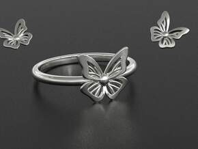 Butterfly Ring in Polished Silver: 7 / 54