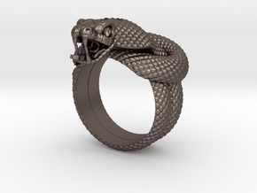 Snake-ring+S4 in Polished Bronzed-Silver Steel: Medium