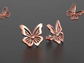 Butterfly earrings studs in Polished Silver