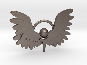 Winged Keychain in Polished Bronzed Silver Steel