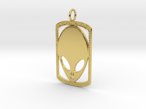 ALIEN DOG TAG in Polished Brass