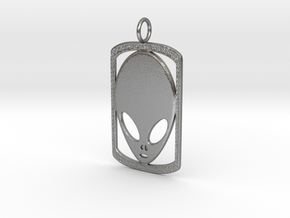 ALIEN DOG TAG in Natural Silver