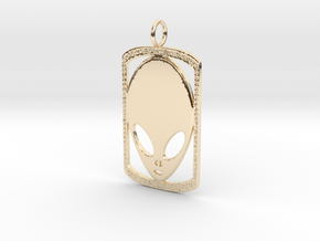 ALIEN DOG TAG in 14k Gold Plated Brass