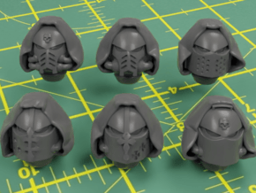 Hooded Space Knight Heads - x8 in Tan Fine Detail Plastic: d3