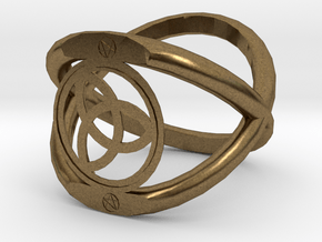 Wiccan Power Of Three Ring in Natural Bronze