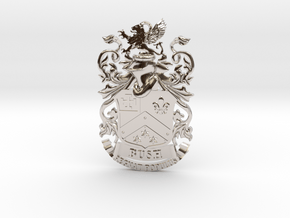 Bush Family Crest Pendant Heraldry Coat of Arms in Rhodium Plated Brass
