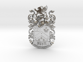 Bush Family Crest Pendant Heraldry Coat of Arms in Natural Silver