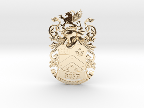 Bush Family Crest Pendant Heraldry Coat of Arms in 14k Gold Plated Brass