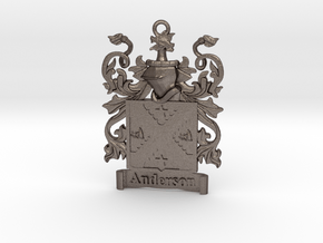 Anderson Family Crest Pendant Coat of Arms Herald in Polished Bronzed-Silver Steel