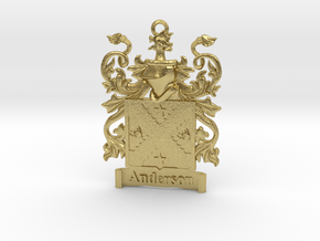 Anderson Family Crest Pendant Coat of Arms Herald in Natural Brass