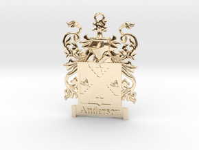 Anderson Family Crest Pendant Coat of Arms Herald in 14k Gold Plated Brass