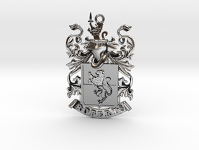 Roberts Family Crest Coat of Arms Pendant in Antique Silver