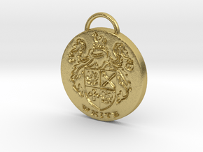 White Family Crest Pendant or Keychain in Natural Brass