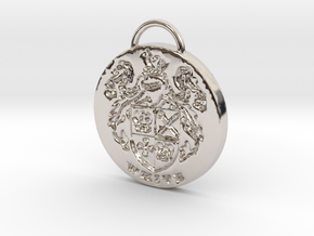 White Family Crest Pendant or Keychain in Rhodium Plated Brass