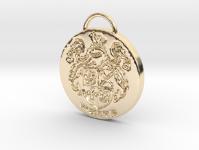 White Family Crest Pendant or Keychain in 14k Gold Plated Brass