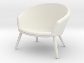 1:12 Miniature Ditzel Lounge Chair - Nanna Ditzel  in White Natural Versatile Plastic