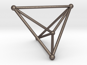 K5 - Tetrahedron/Face in Polished Bronzed-Silver Steel