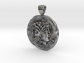 Ancient Coin Pendant in Antique Silver