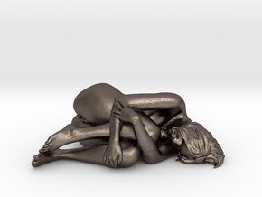 Delicate Eve lying nude - Scale 1/10 in Polished Bronzed-Silver Steel