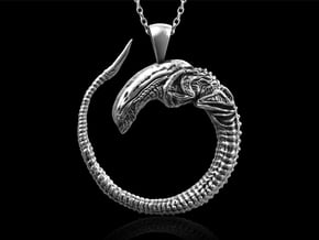 Alien Chestburster Dog Pendant in Antique Silver