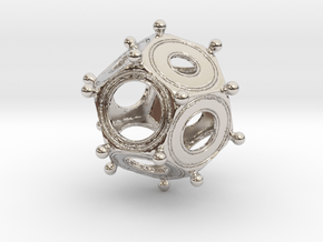 Roman Dodecahedron Version 2 in Rhodium Plated Brass