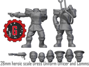 28mm Heroic Scale Officer and Comms Sergeant in Tan Fine Detail Plastic