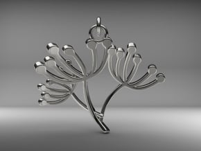 Beautiful Stylised Cow Parsley Pendant in Polished Silver (Interlocking Parts)