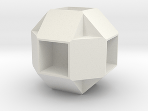 Small Rhombihexahedron - 1 inch in White Natural Versatile Plastic