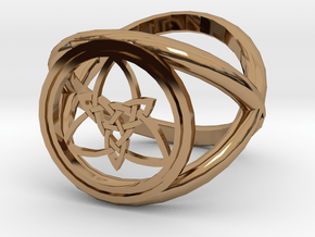 Wiccan Power Of Three Ring (Model Two) in Polished Brass