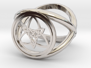 Wiccan Power Of Three Ring (Model Two) in Platinum