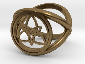 Wiccan Power Of Three Ring (Model Two) in Natural Bronze