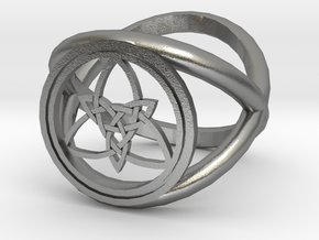 Wiccan Power Of Three Ring (Model Two) in Natural Silver