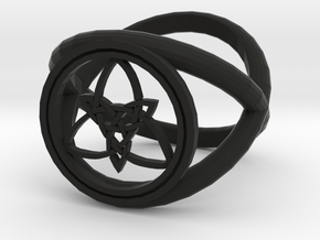 Wiccan Power Of Three Ring (Model Two) in Black Natural Versatile Plastic