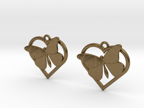 Heart Butterfly Earrings in Natural Bronze