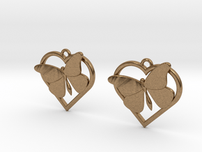 Heart Butterfly Earrings in Natural Brass