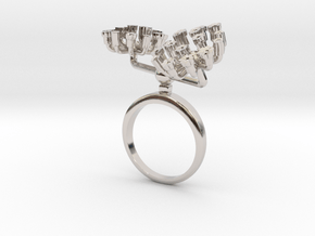 Ring with two small flowers of the Fennel R in Rhodium Plated Brass: 5.75 / 50.875