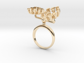 Ring with two small flowers of the Fennel R in 14k Gold Plated Brass: 5.75 / 50.875