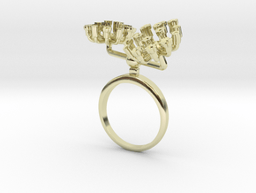Ring with two small flowers of the Fennel R in 14k Gold Plated Brass: 7.25 / 54.625