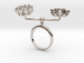 Ring with two small flowers of the Fennel L in Rhodium Plated Brass: 5.75 / 50.875