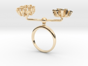 Ring with two small flowers of the Fennel L in 14k Gold Plated Brass: 7.25 / 54.625