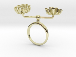 Ring with two small flowers of the Fennel L in 14k Gold Plated Brass: 7.75 / 55.875