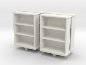 Wooden Bookcase (x4) 1/87 in White Natural Versatile Plastic